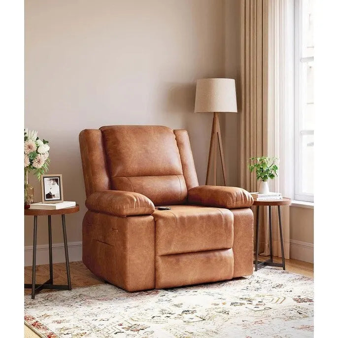 Leather Power Lift Recliner with Heat and 8-Point Massage - Medium or Large