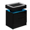 LED Nightstand with Charging Station, Drawers, and RGB Lights