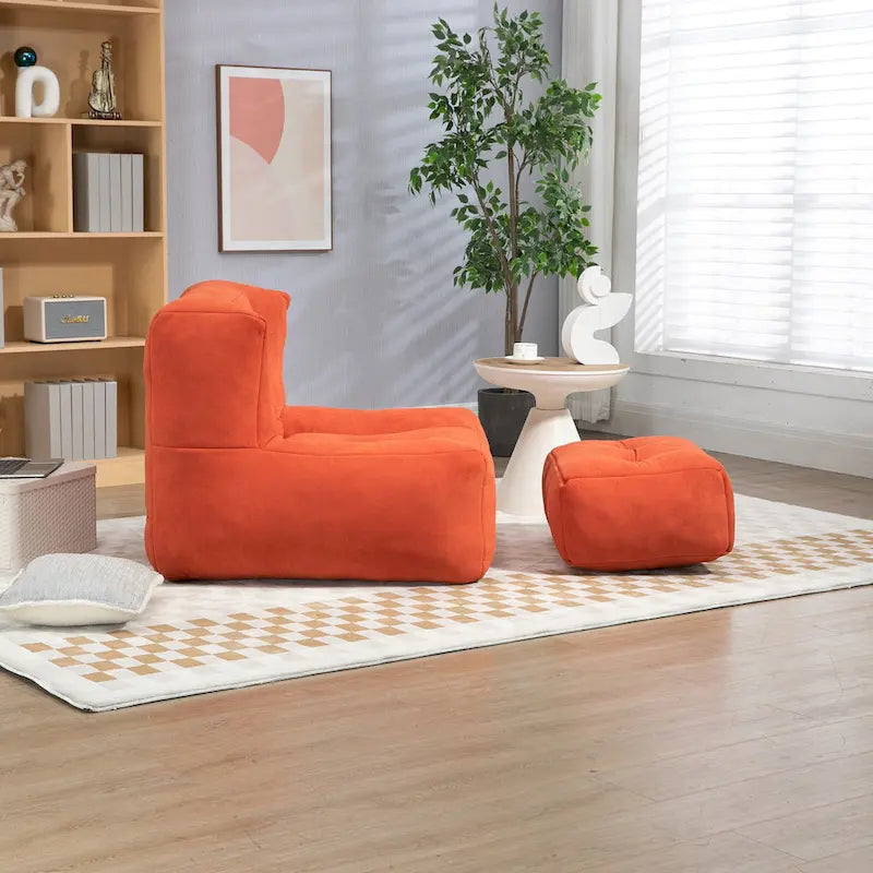 Modern 38.5" Velvet Upholstered Accent Chair with Memory Foam and Ottoman