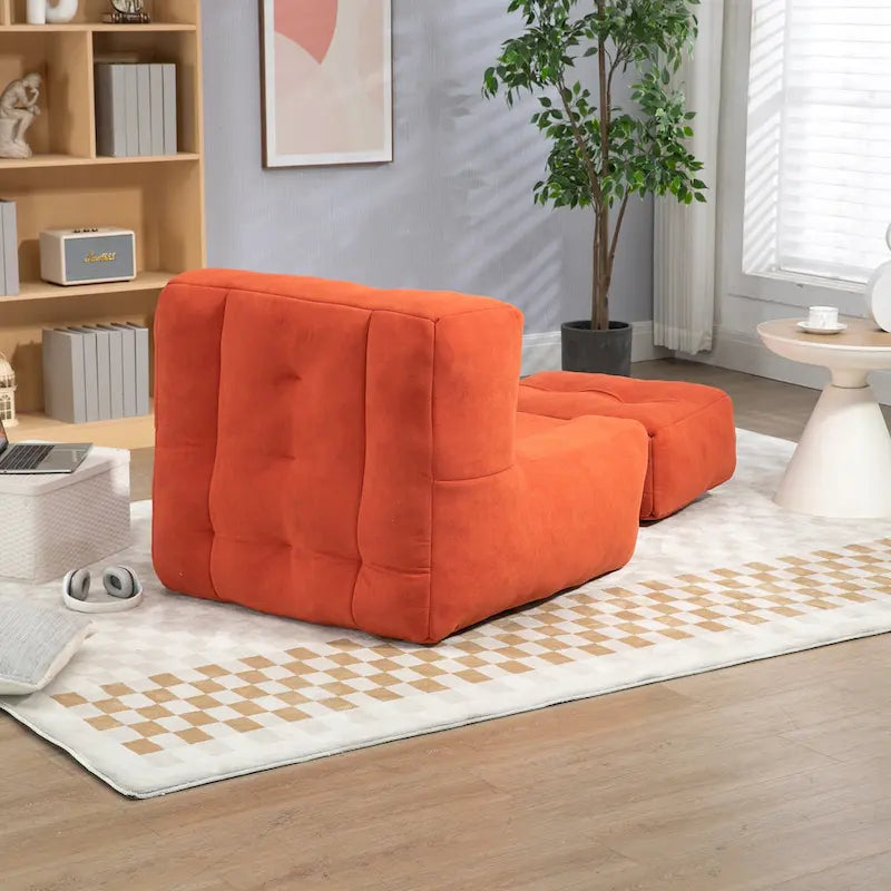 Modern 38.5" Velvet Upholstered Accent Chair with Memory Foam and Ottoman
