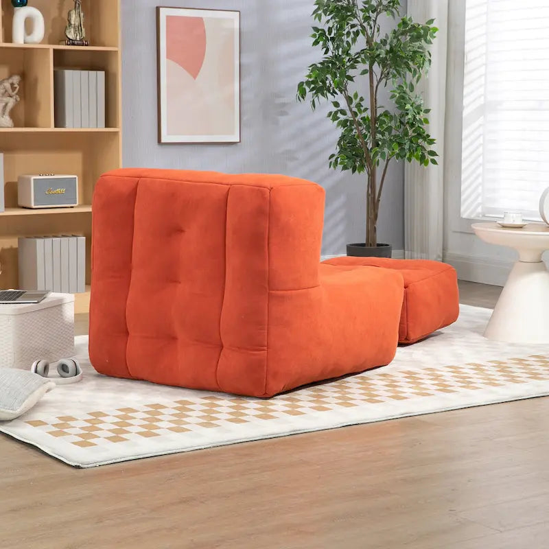 Modern 38.5" Velvet Upholstered Accent Chair with Memory Foam and Ottoman