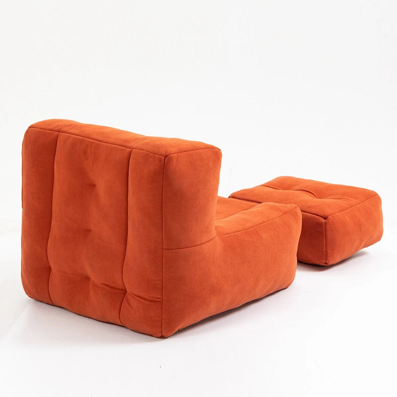 Modern 38.5" Velvet Upholstered Accent Chair with Memory Foam and Ottoman