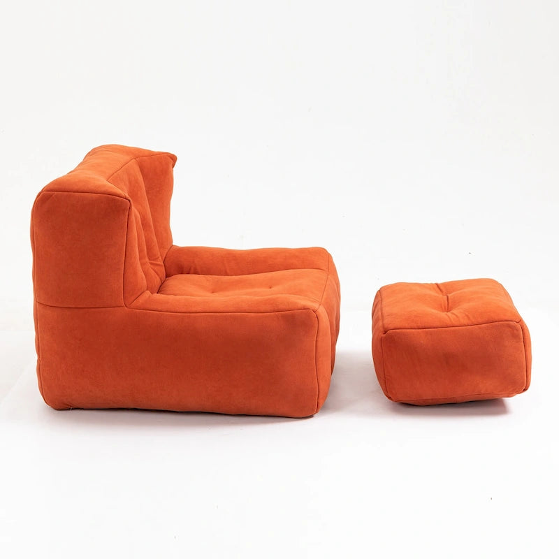 Modern 38.5" Velvet Upholstered Accent Chair with Memory Foam and Ottoman