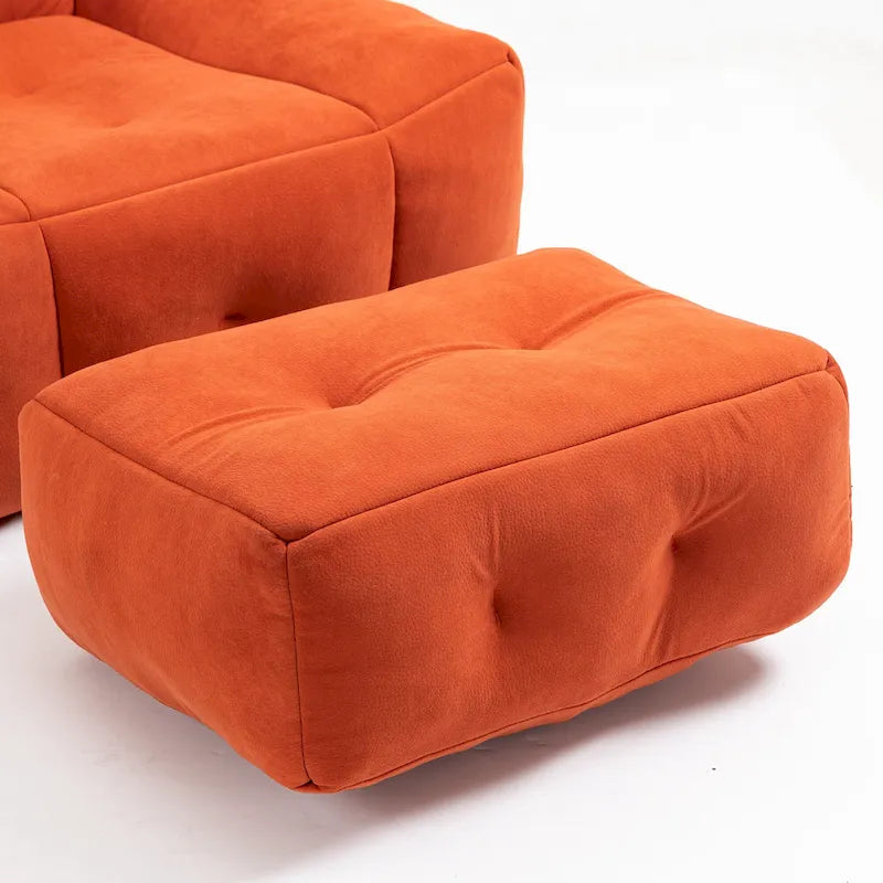 Modern 38.5" Velvet Upholstered Accent Chair with Memory Foam and Ottoman