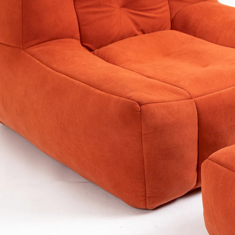 Modern 38.5" Velvet Upholstered Accent Chair with Memory Foam and Ottoman