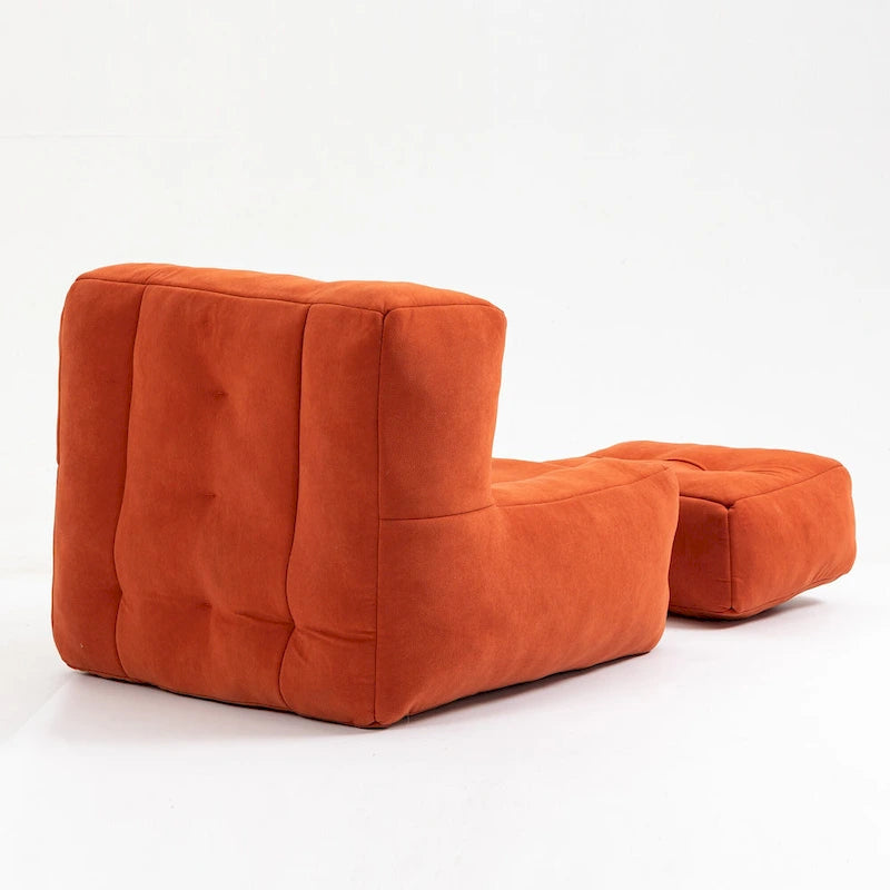 Modern 38.5" Velvet Upholstered Accent Chair with Memory Foam and Ottoman