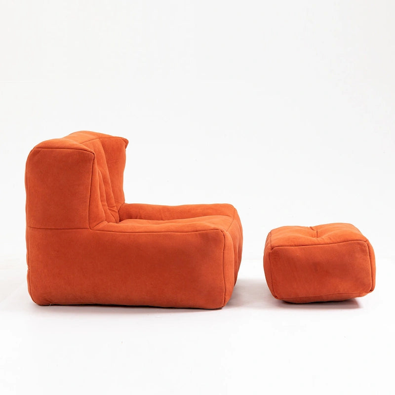 Modern 38.5" Velvet Upholstered Accent Chair with Memory Foam and Ottoman