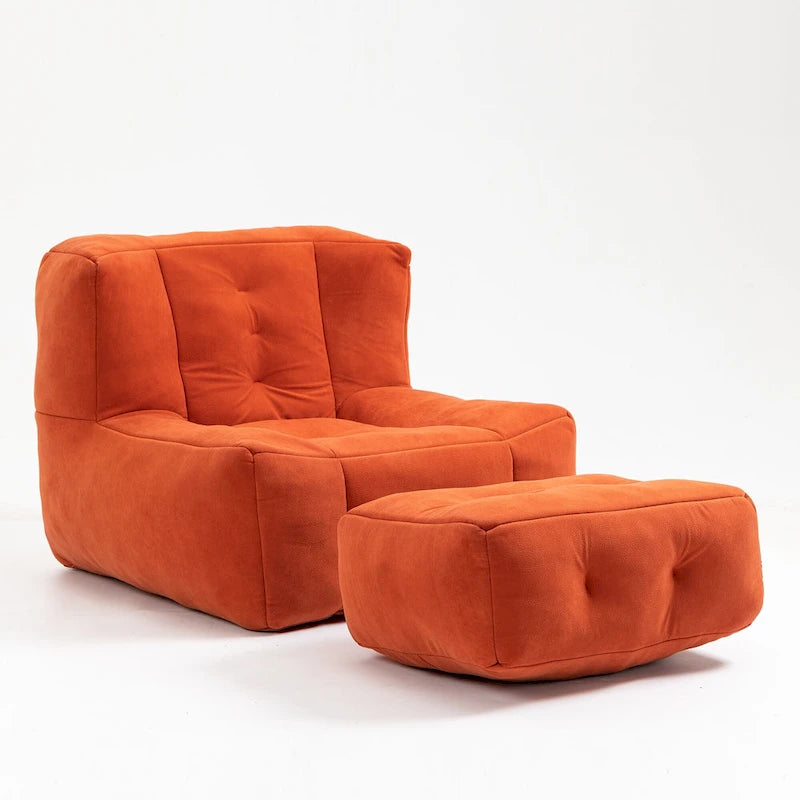 Modern 38.5" Velvet Upholstered Accent Chair with Memory Foam and Ottoman