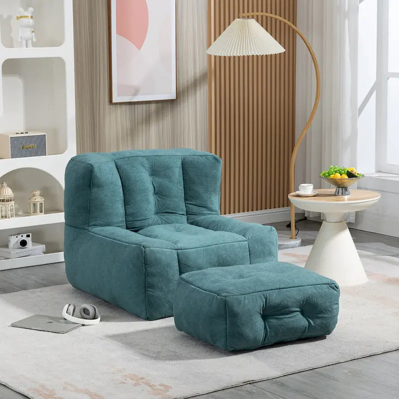 Modern 38.5" Velvet Upholstered Accent Chair with Memory Foam and Ottoman