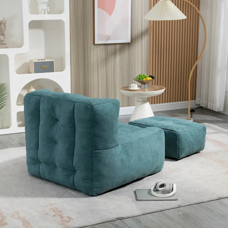 Modern 38.5" Velvet Upholstered Accent Chair with Memory Foam and Ottoman