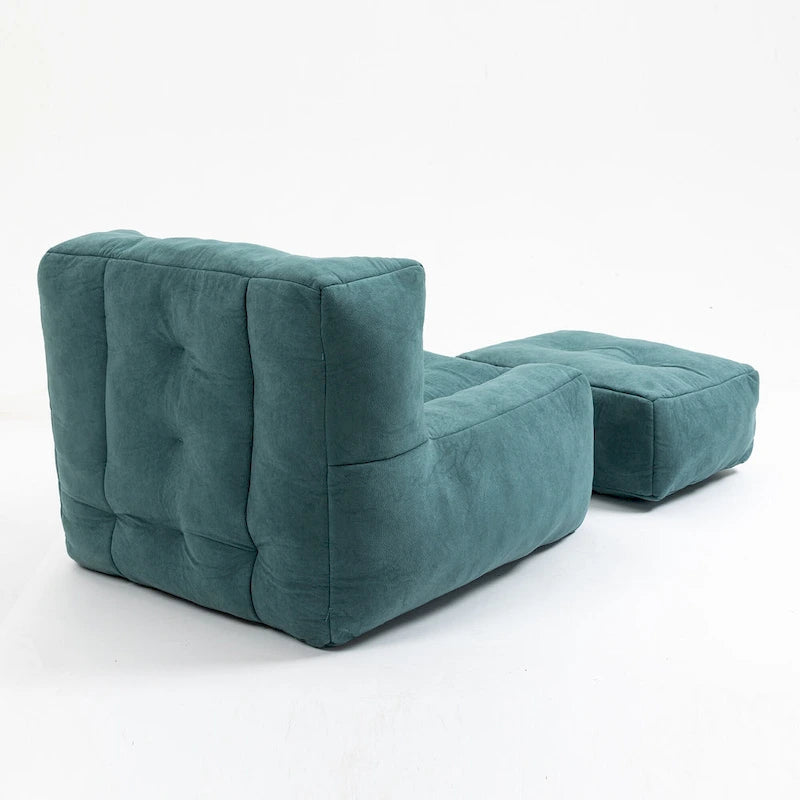 Modern 38.5" Velvet Upholstered Accent Chair with Memory Foam and Ottoman