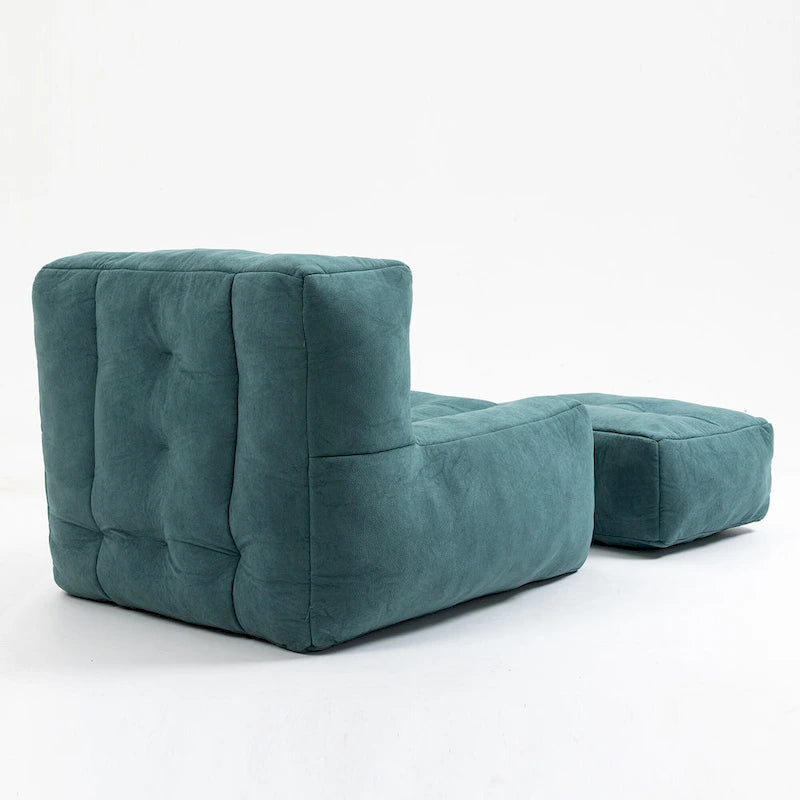 Modern 38.5" Velvet Upholstered Accent Chair with Memory Foam and Ottoman