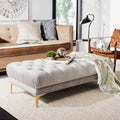 Navy Tufted Rectangular Bench with Brass Finish Legs - 54W x 27D x 16H