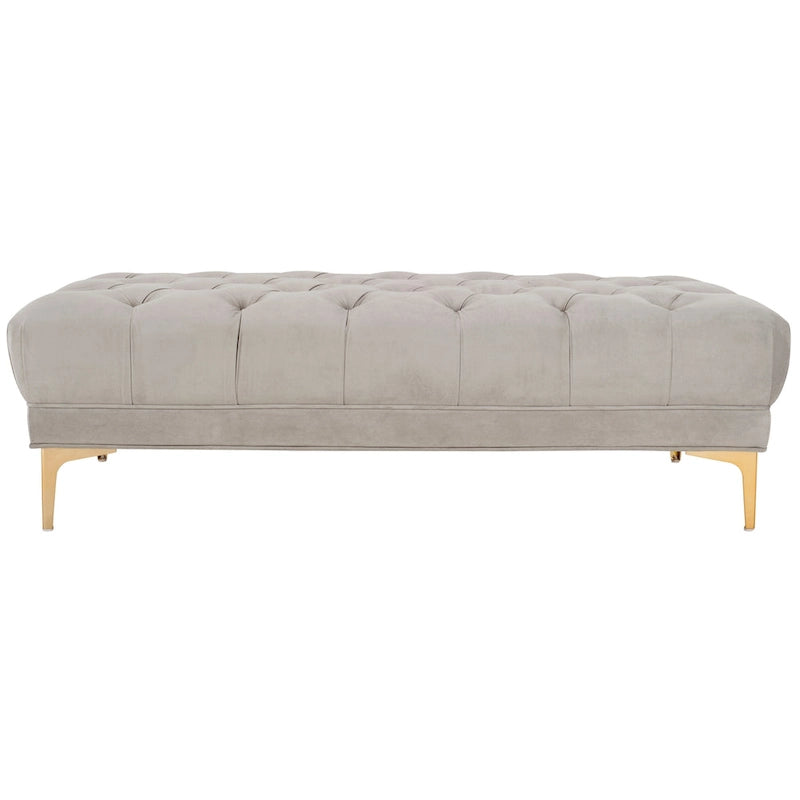 Navy Tufted Rectangular Bench with Brass Finish Legs - 54W x 27D x 16H
