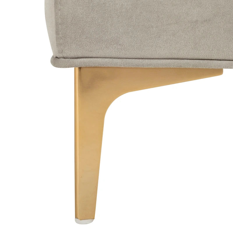 Navy Tufted Rectangular Bench with Brass Finish Legs - 54W x 27D x 16H