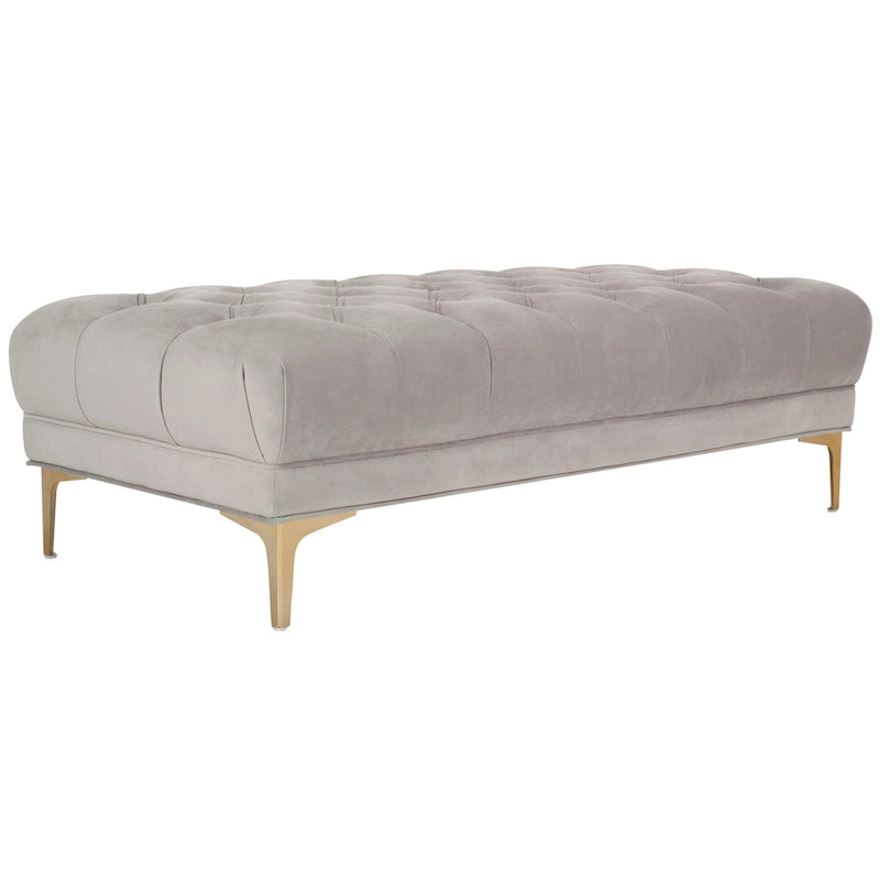 Navy Tufted Rectangular Bench with Brass Finish Legs - 54W x 27D x 16H