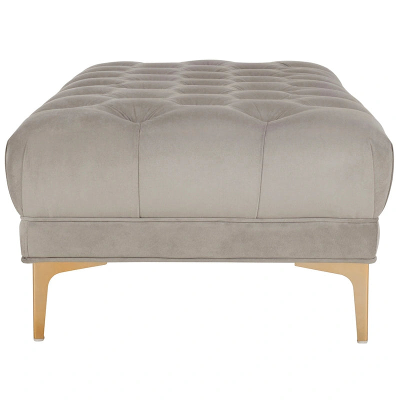 Navy Tufted Rectangular Bench with Brass Finish Legs - 54W x 27D x 16H