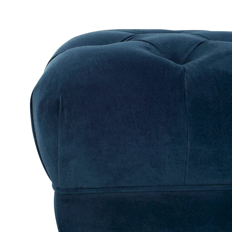 Navy Tufted Rectangular Bench with Brass Finish Legs - 54W x 27D x 16H