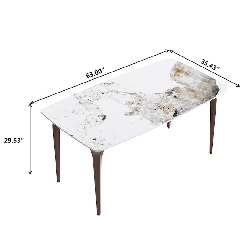 Sintered Stone Dining Table with Pandora Pattern and Metal Legs - Seats 4-6