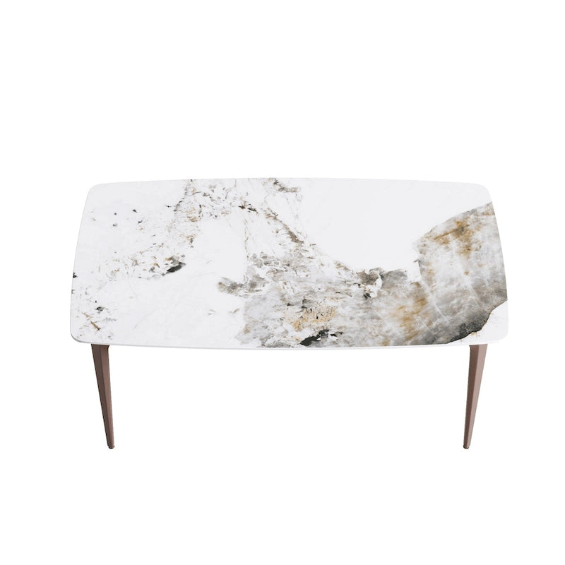 Sintered Stone Dining Table with Pandora Pattern and Metal Legs - Seats 4-6