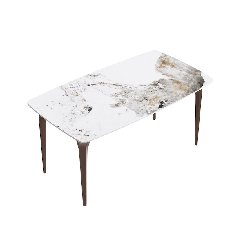 Sintered Stone Dining Table with Pandora Pattern and Metal Legs - Seats 4-6