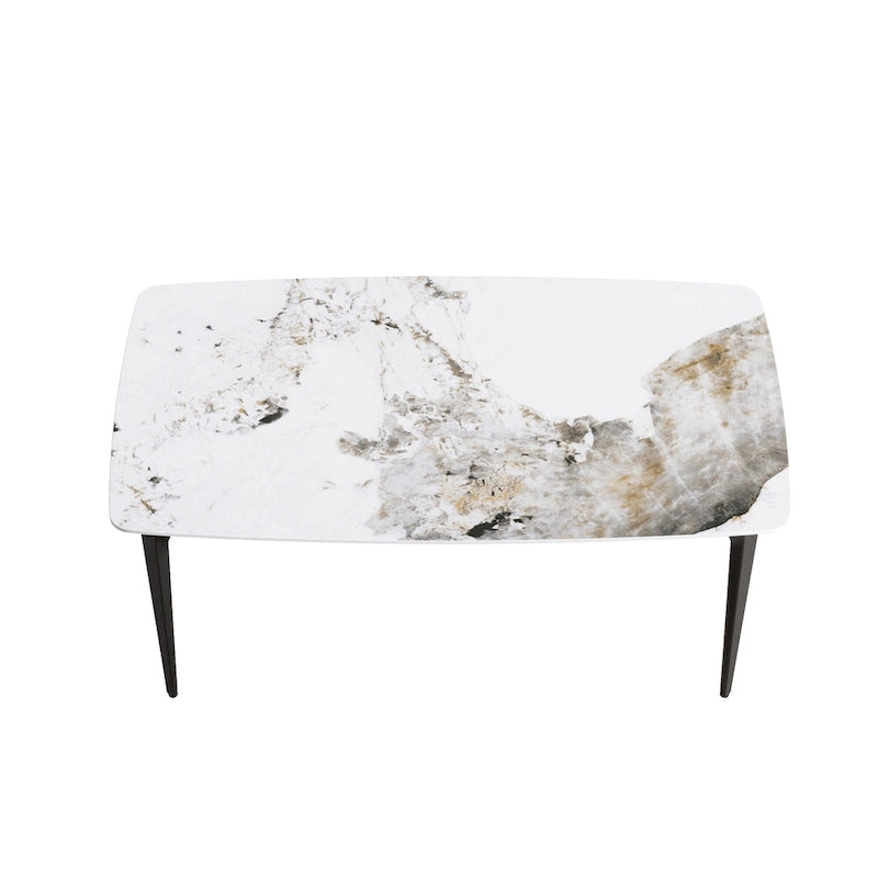 Sintered Stone Dining Table with Pandora Pattern and Metal Legs - Seats 4-6