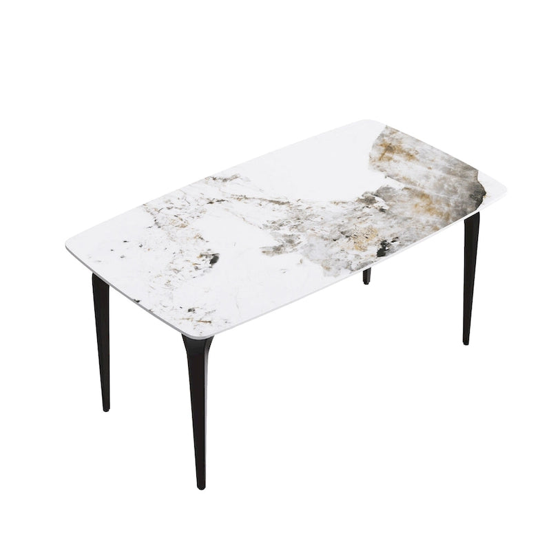 Sintered Stone Dining Table with Pandora Pattern and Metal Legs - Seats 4-6