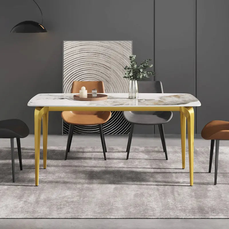 Sintered Stone Dining Table with Pandora Pattern and Metal Legs - Seats 4-6