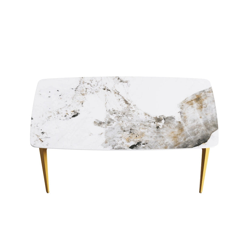 Sintered Stone Dining Table with Pandora Pattern and Metal Legs - Seats 4-6