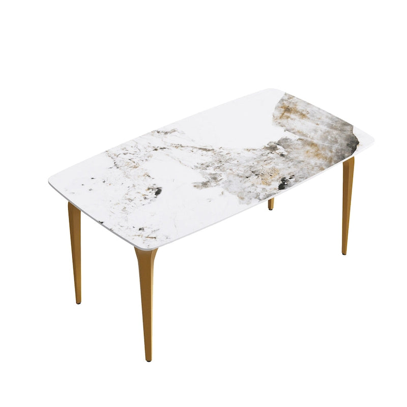 Sintered Stone Dining Table with Pandora Pattern and Metal Legs - Seats 4-6