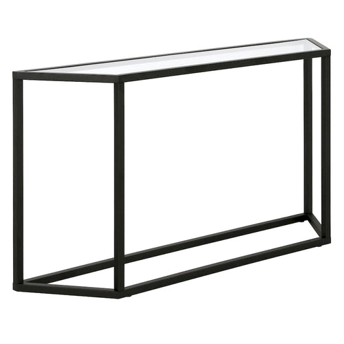 55" Steel Console Table with Tempered Glass Top