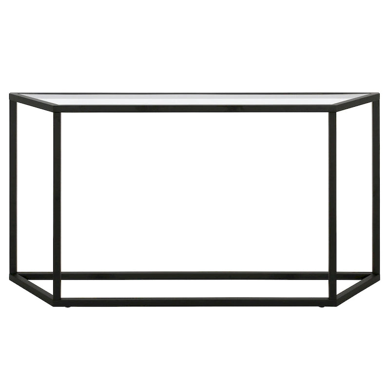 55" Steel Console Table with Tempered Glass Top