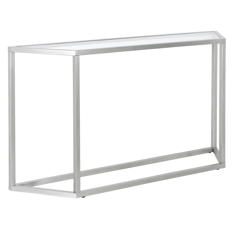 55" Steel Console Table with Tempered Glass Top