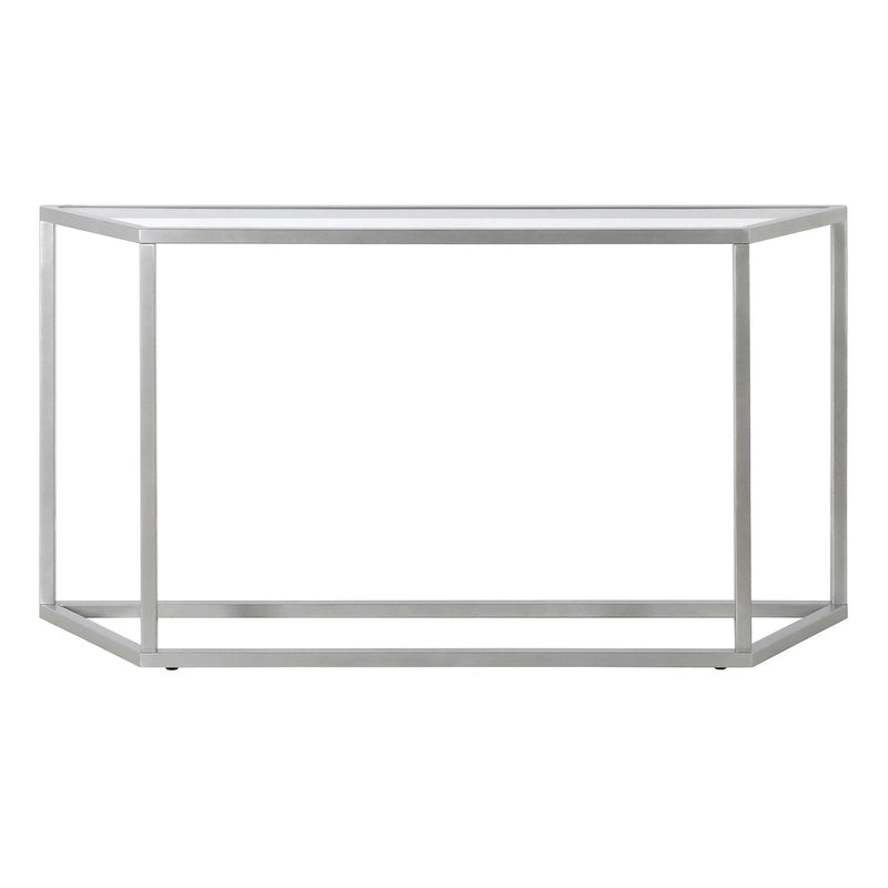 55" Steel Console Table with Tempered Glass Top