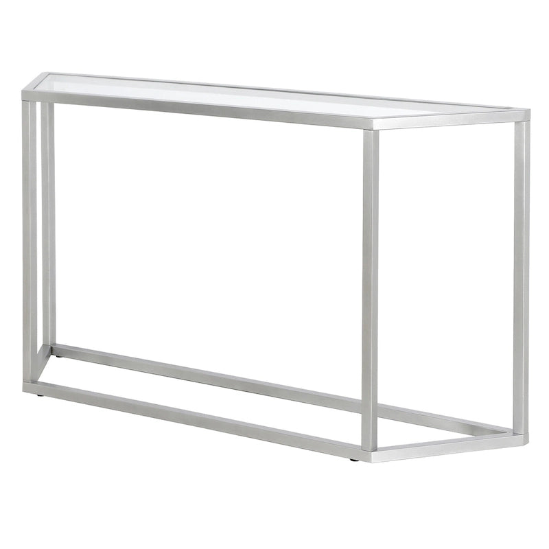 55" Steel Console Table with Tempered Glass Top