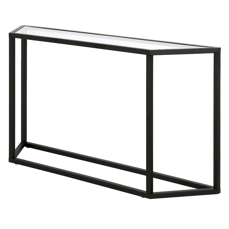 55" Steel Console Table with Tempered Glass Top