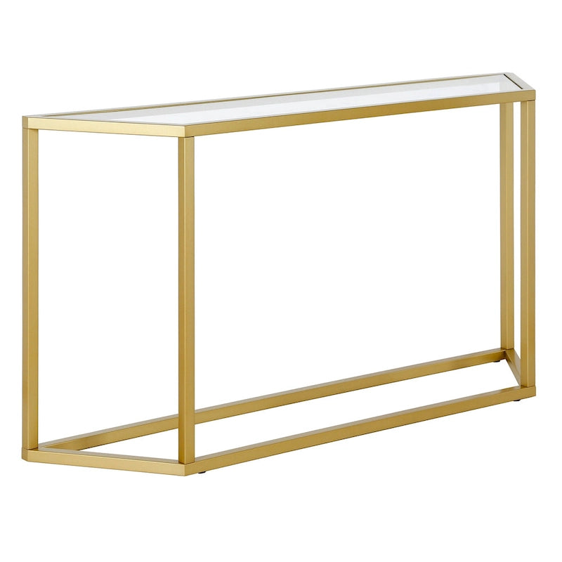 55" Steel Console Table with Tempered Glass Top