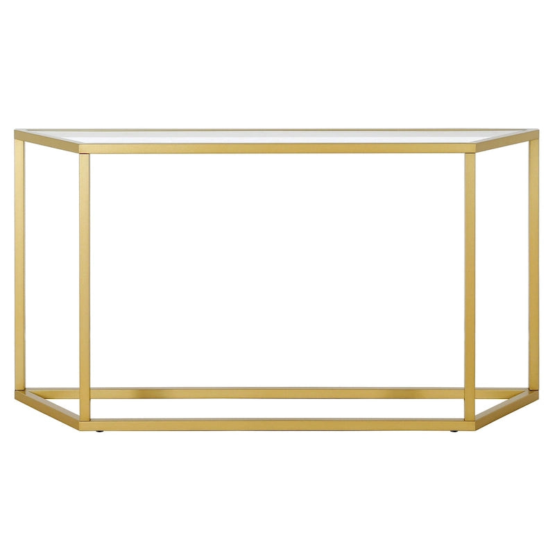 55" Steel Console Table with Tempered Glass Top