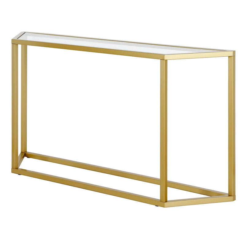 55" Steel Console Table with Tempered Glass Top