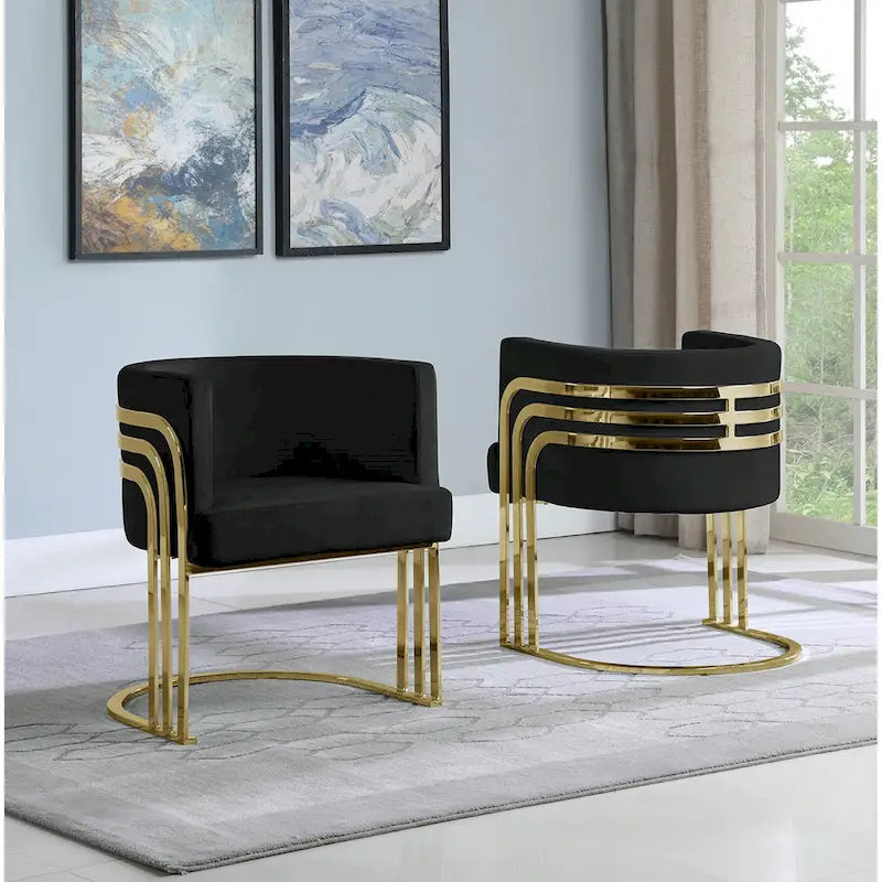 Velvet Barrel Accent Chair with Gold Base (Single)