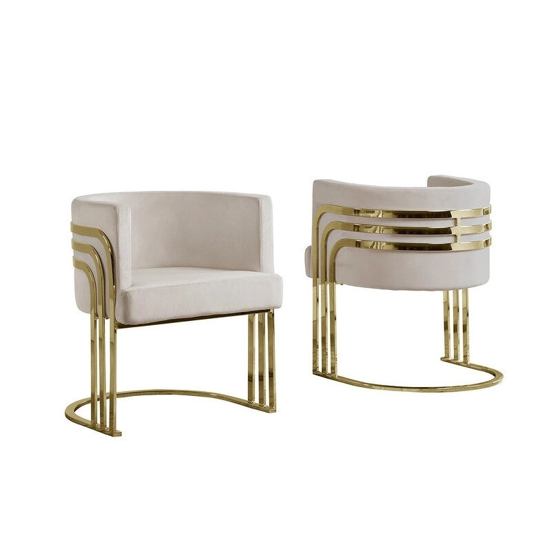 Velvet Barrel Accent Chair with Gold Base (Single)