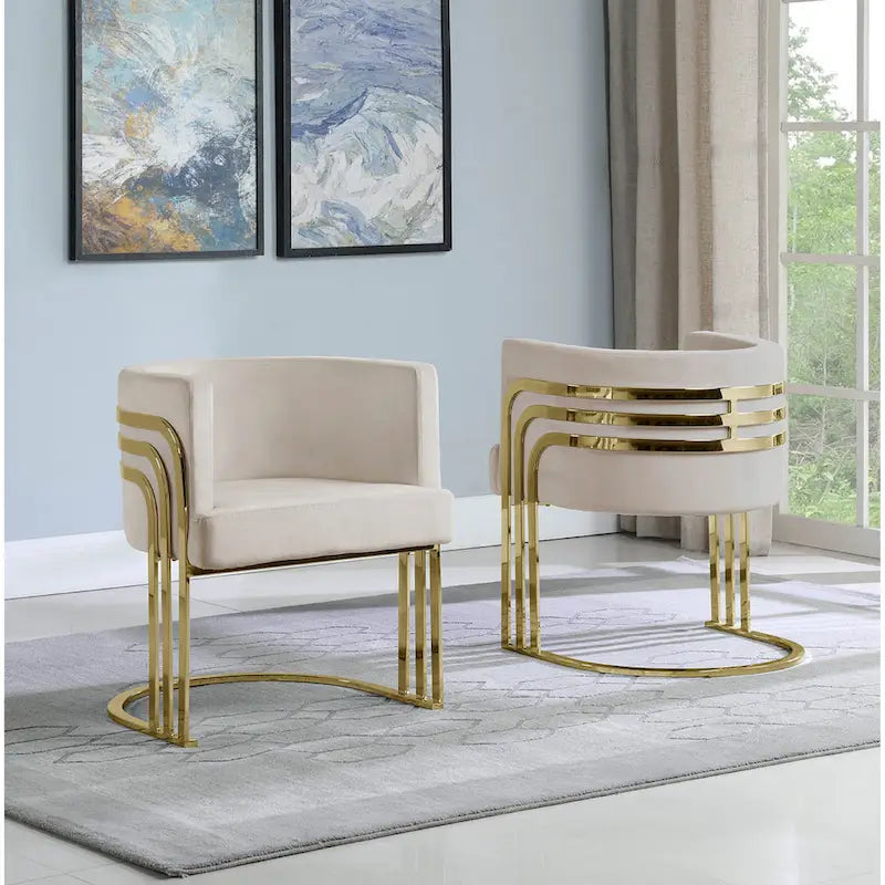 Velvet Barrel Accent Chair with Gold Base (Single)