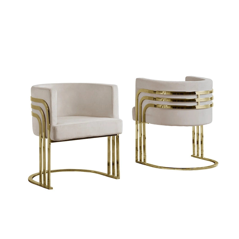 Velvet Barrel Accent Chair with Gold Base (Single)