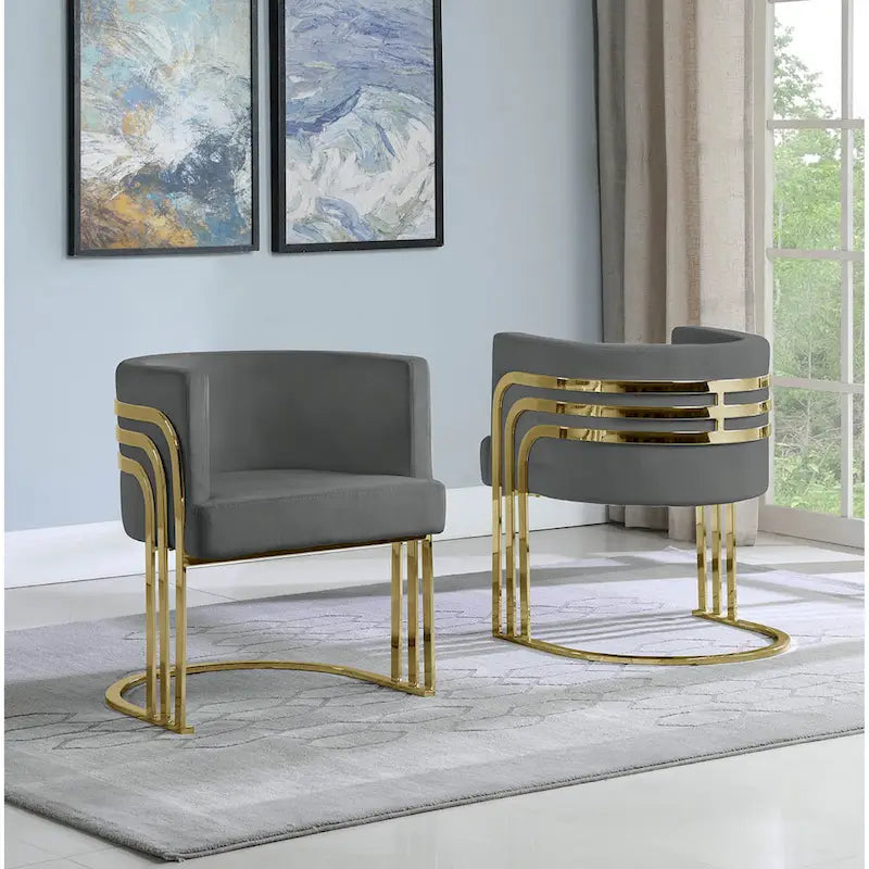 Velvet Barrel Accent Chair with Gold Base (Single)