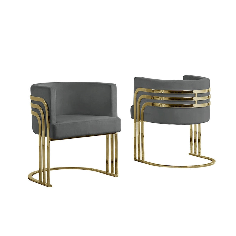 Velvet Barrel Accent Chair with Gold Base (Single)
