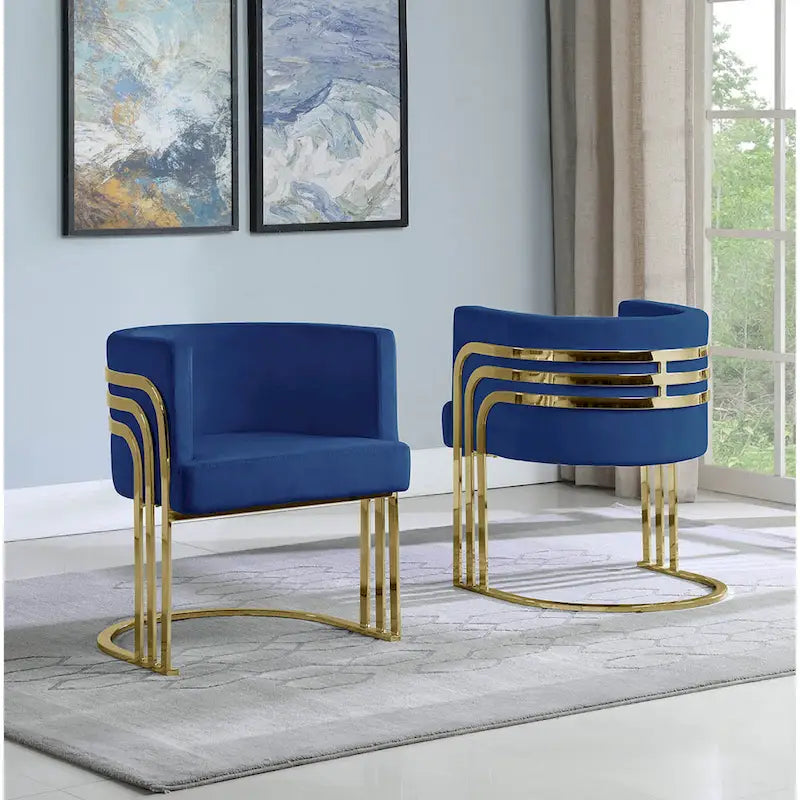Velvet Barrel Accent Chair with Gold Base (Single)