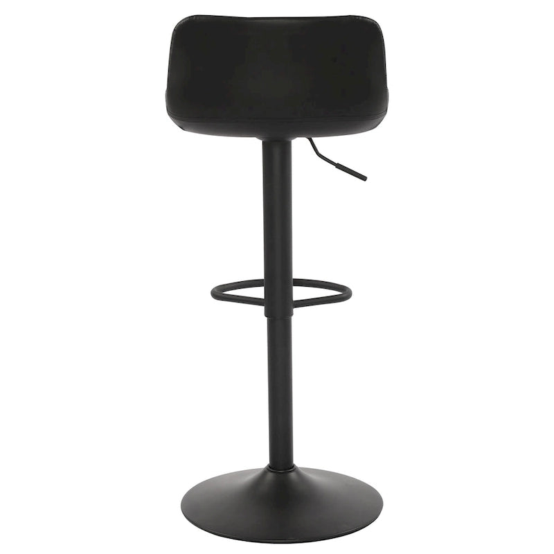 Black PU Leather Adjustable Barstool with Diamond Stitching - Set of 2, 22-30.5" Height