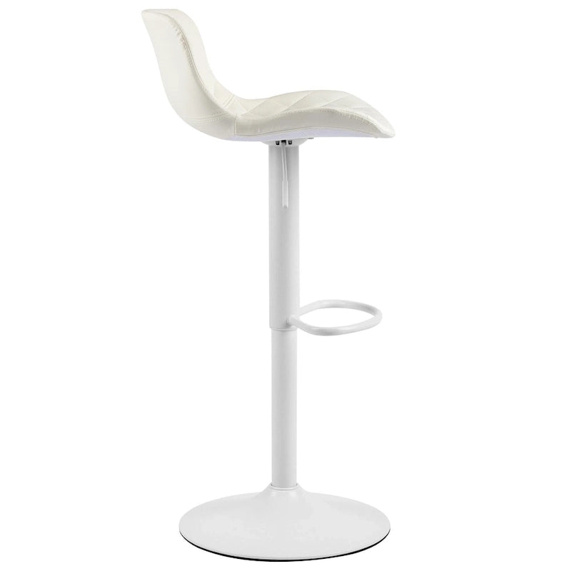 Black PU Leather Adjustable Barstool with Diamond Stitching - Set of 2, 22-30.5" Height