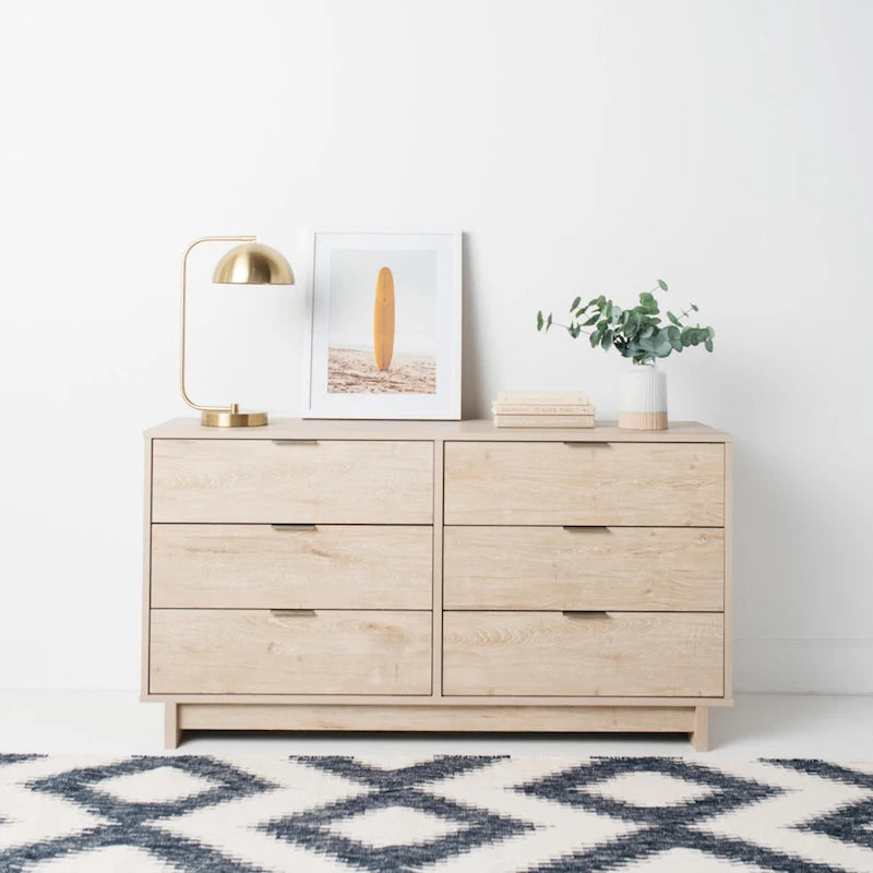 Brown Woodgrain Dresser with Smooth-Glide Drawers