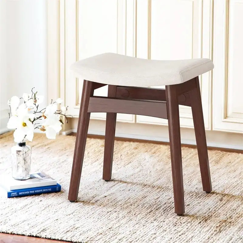 Saddle Cushion Vanity Stool - 17.83D x 12.4W x 16.53H